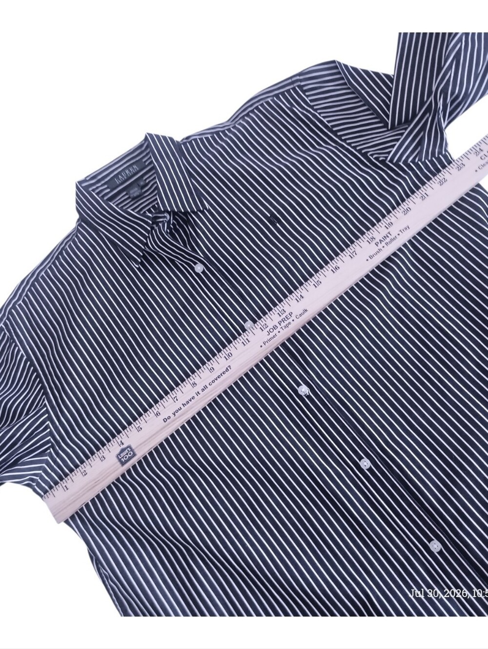 Lauren Ralph Lauren Womens Black Button Shirt XL Vertical White Striped Cotton - Picture 10 of 10